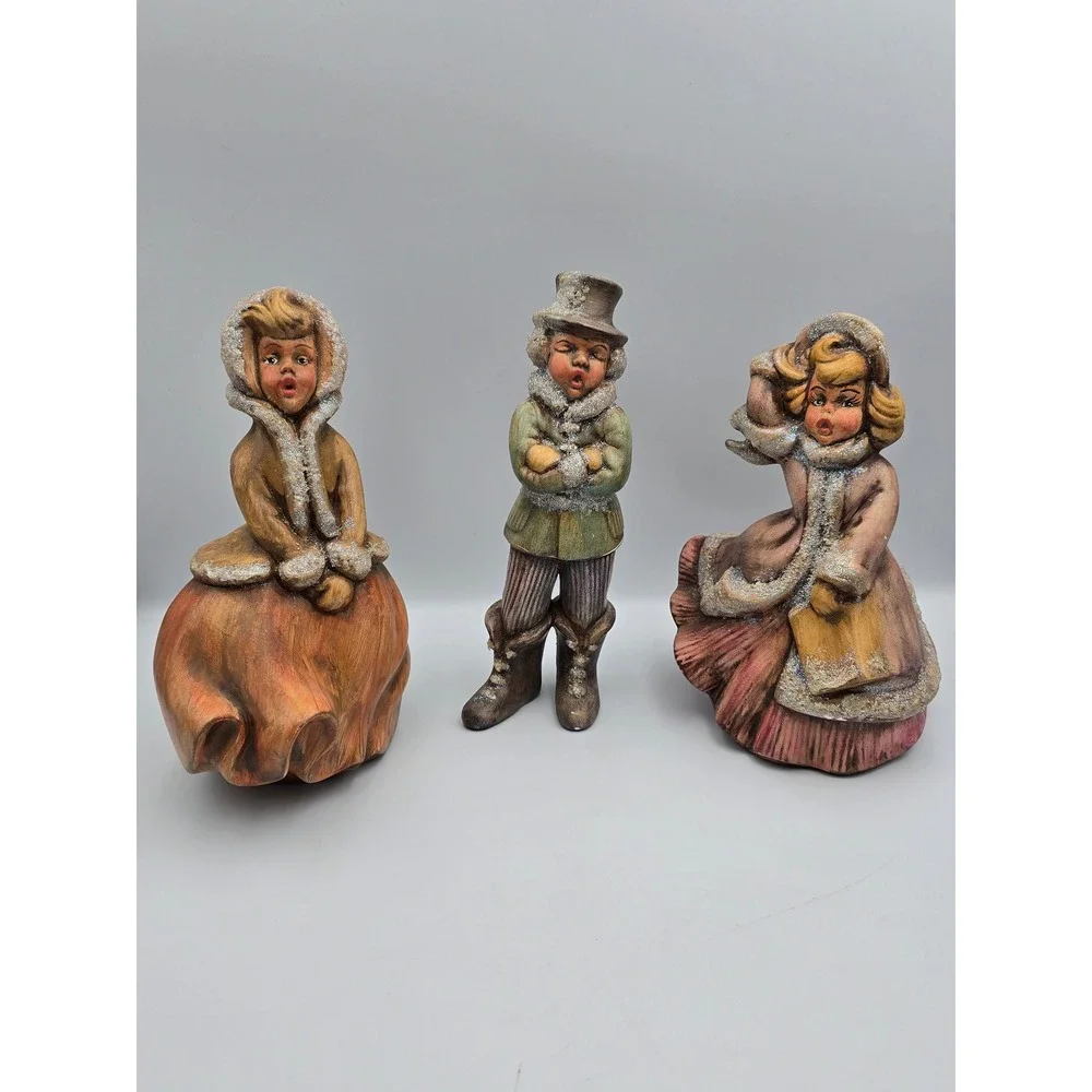 Vintage Christmas Carolers Figurine‎ Set 3pc Multicolor Victorian Decor mold